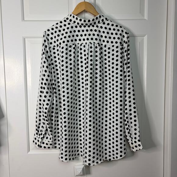 Ann Taylor White and Black Polka Dot Camp Shirt Size XXL - Picture 3 of 6